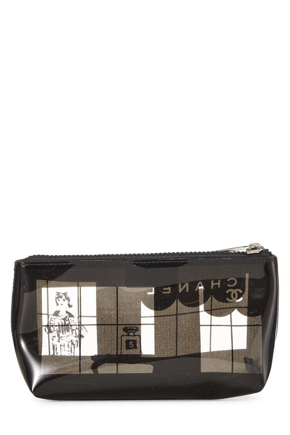 Chanel,  Clear & Black Vinyl Chanel Maison Pouch, Black