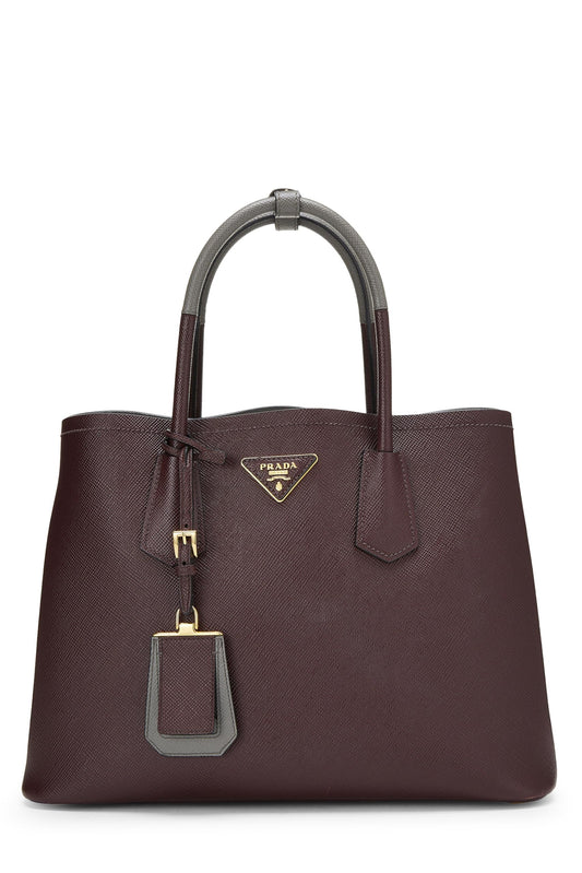 Prada,  Purple Saffiano Double Bag Tote Medium, Purple