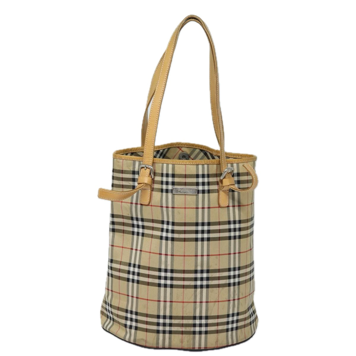 BURBERRYSs Nova Check Blue Label Shoulder Bag Canvas Beige Auth 81140