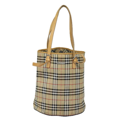 BURBERRYSs Nova Check Blue Label Shoulder Bag Canvas Beige Auth 81140