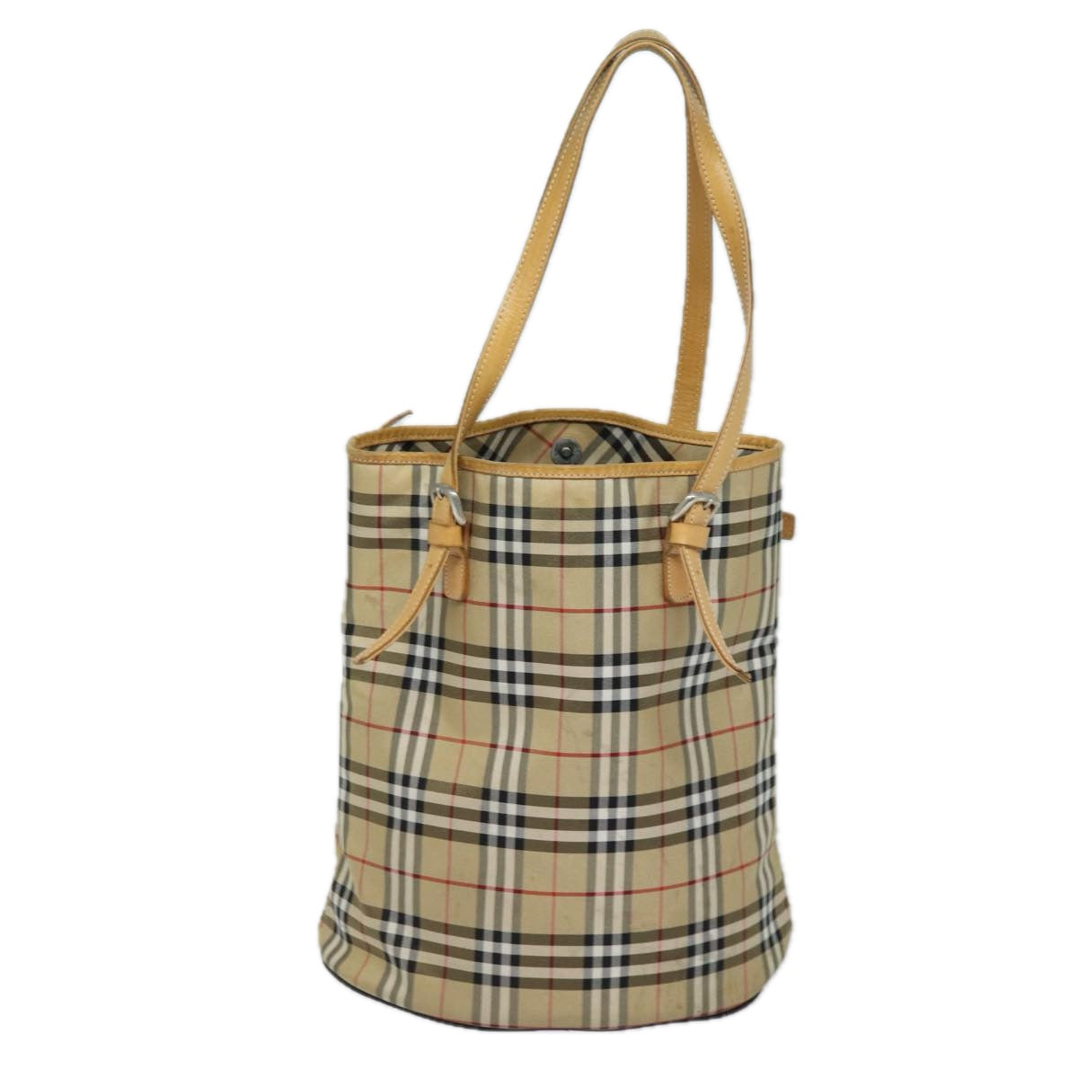 BURBERRYSs Nova Check Blue Label Shoulder Bag Canvas Beige Auth 81140