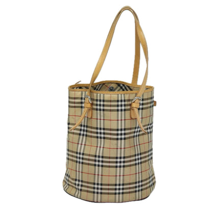 BURBERRYSs Nova Check Blue Label Shoulder Bag Canvas Beige Auth 81140