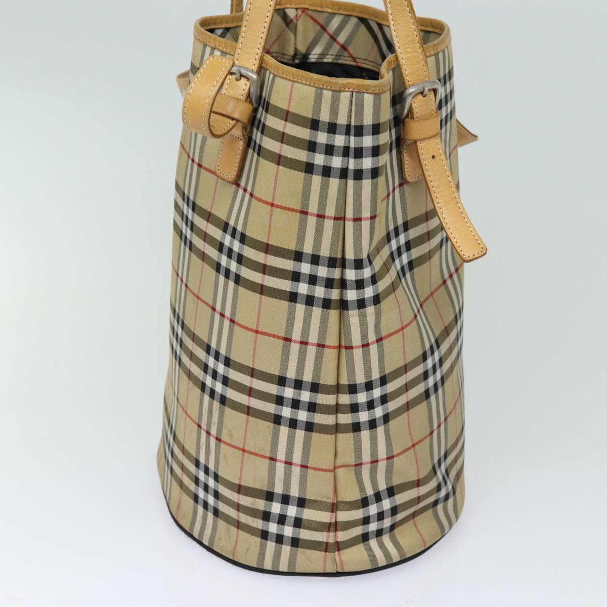 BURBERRYSs Nova Check Blue Label Shoulder Bag Canvas Beige Auth 81140