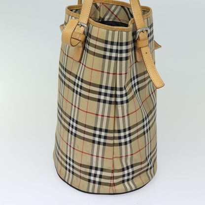 BURBERRYSs Nova Check Blue Label Shoulder Bag Canvas Beige Auth 81140