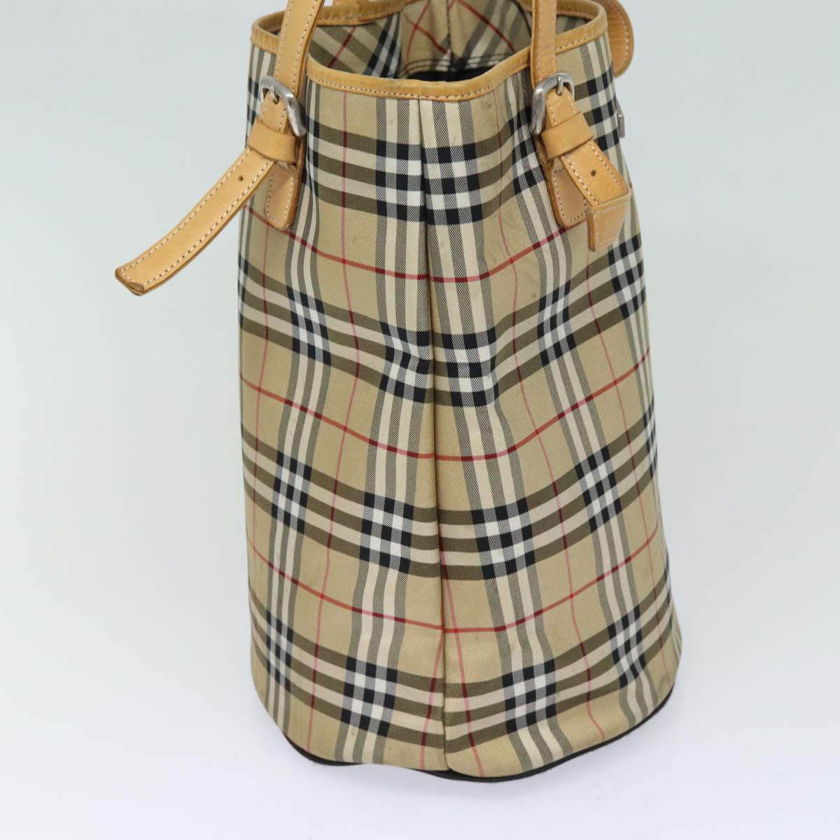 BURBERRYSs Nova Check Blue Label Shoulder Bag Canvas Beige Auth 81140
