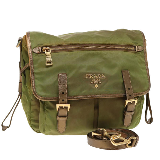 PRADA Shoulder Bag Nylon Khaki Auth 81174