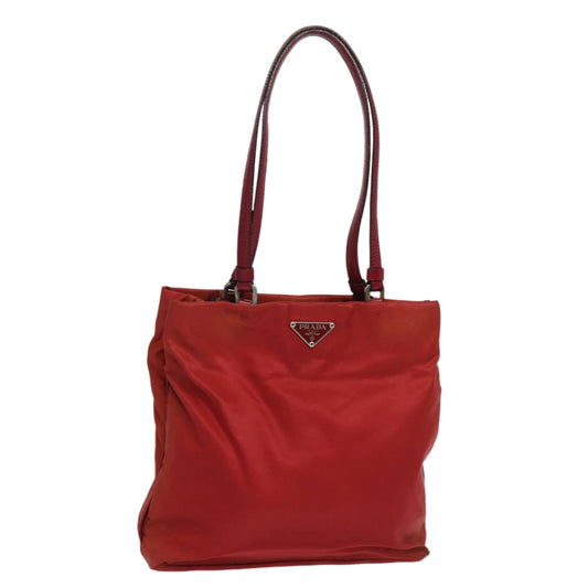 PRADA Hand Bag Nylon Red Auth 81177