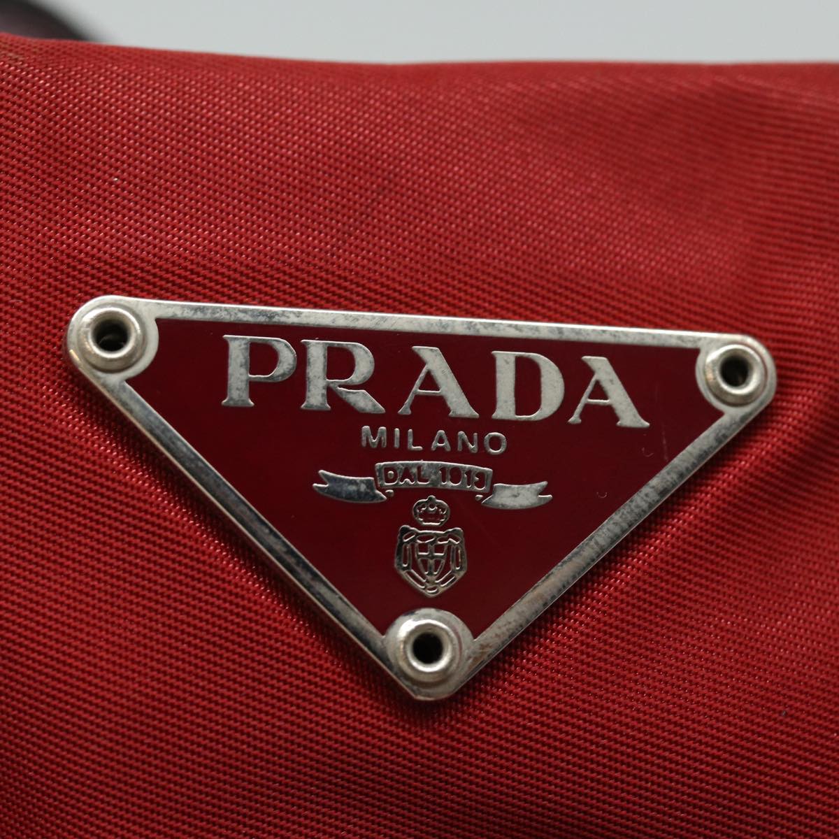 PRADA Hand Bag Nylon Red Auth 81177