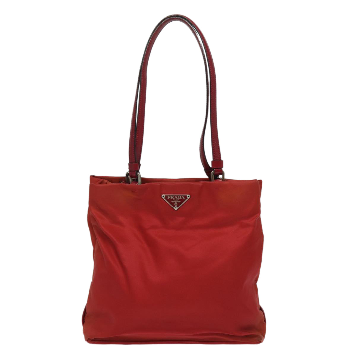 PRADA Hand Bag Nylon Red Auth 81177