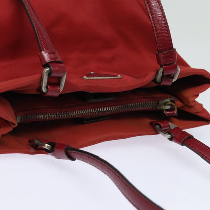 PRADA Hand Bag Nylon Red Auth 81177