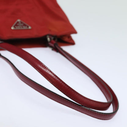 PRADA Hand Bag Nylon Red Auth 81177