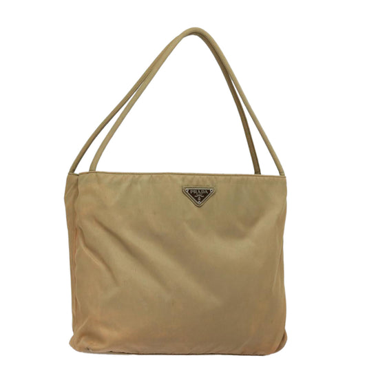 PRADA Shoulder Bag Nylon Beige Auth 81183