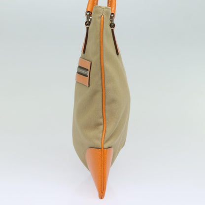 PRADA Hand Bag Canvas Orange Beige Auth 81185