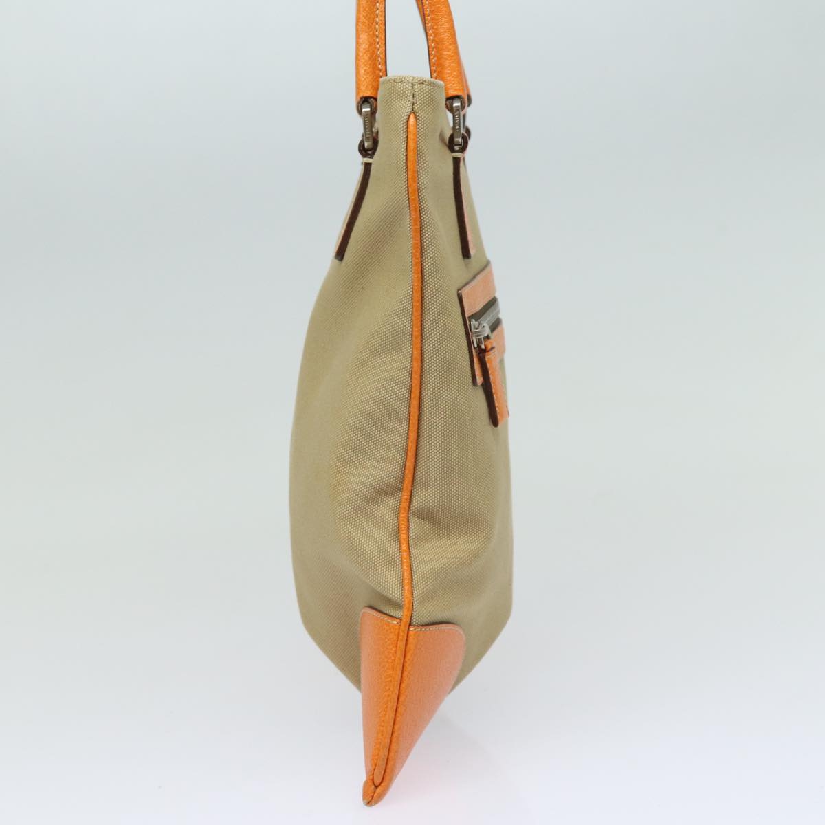 PRADA Hand Bag Canvas Orange Beige Auth 81185