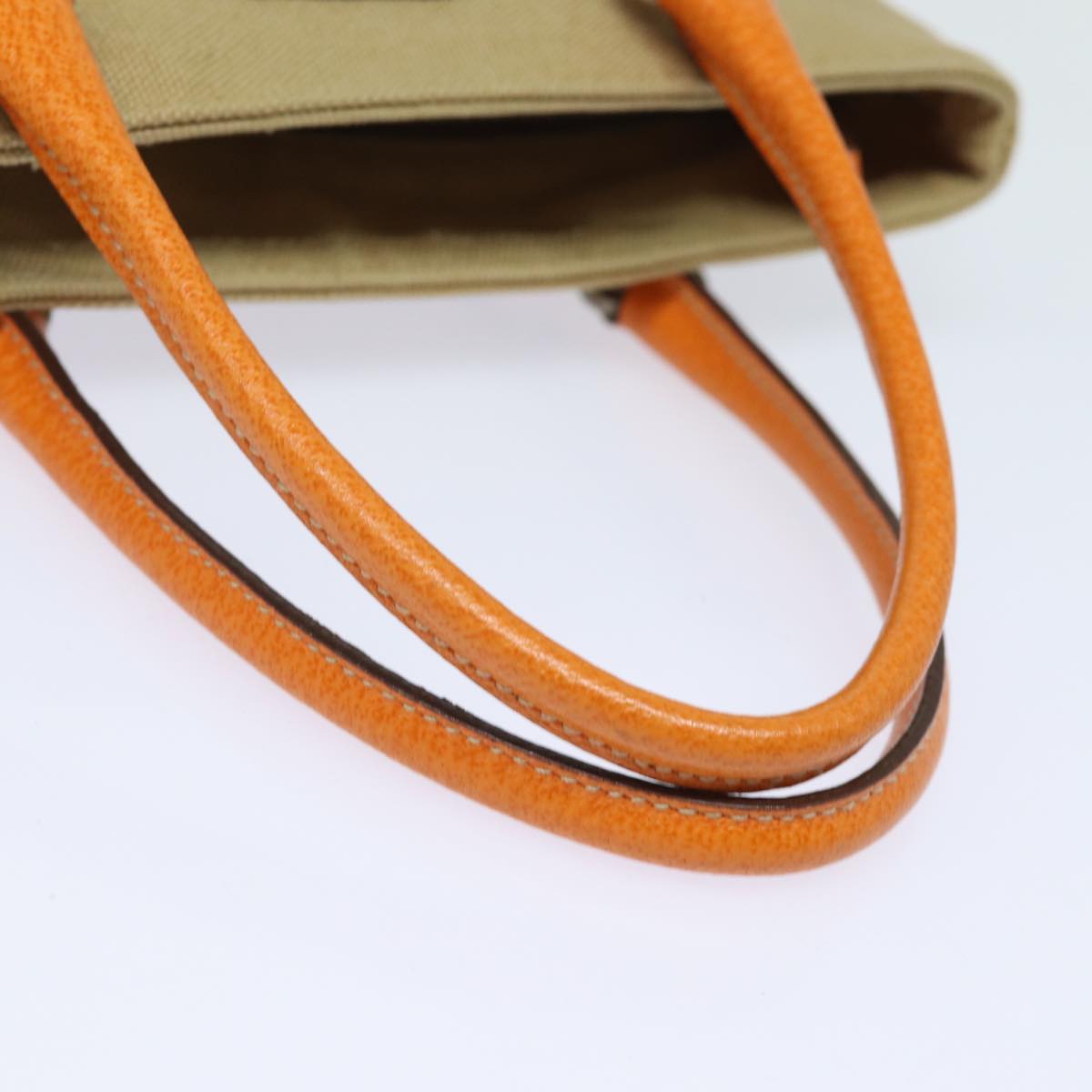 PRADA Hand Bag Canvas Orange Beige Auth 81185