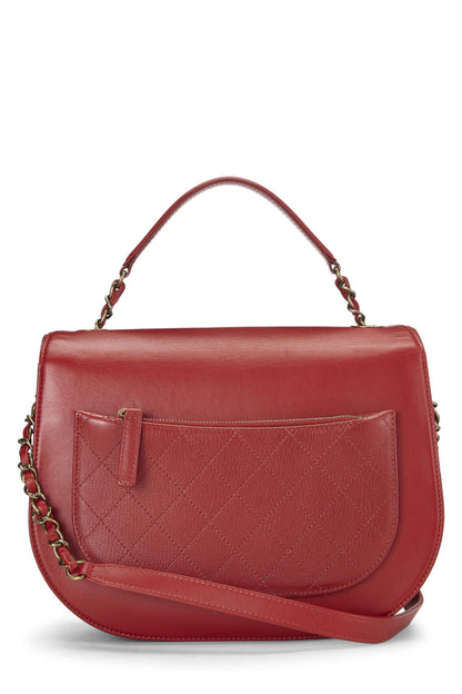 Chanel,  Red Calfskin Coco Curve Flap Medium, Red