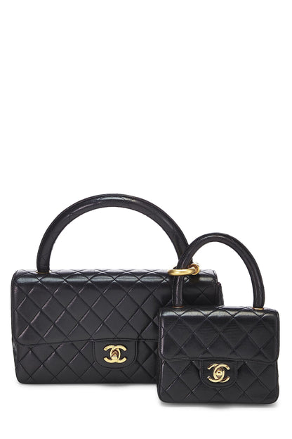 Chanel,  Black Quilted Lambskin Double Bag, Black