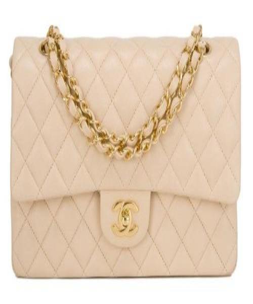 Chanel Medium Classic HandBag Beige Gold-Tone Metal