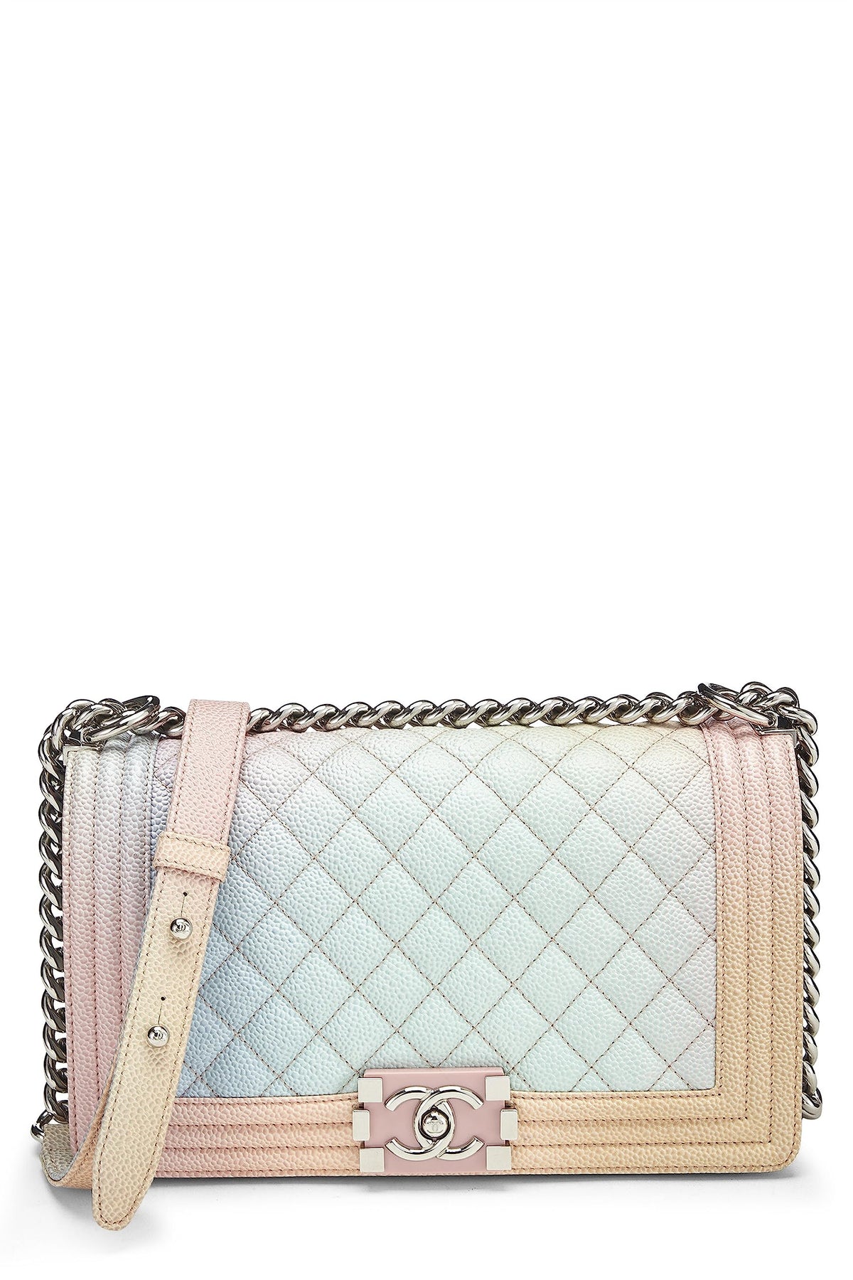 Chanel,  Rainbow Quilted Caviar Boy Bag Medium, Multi