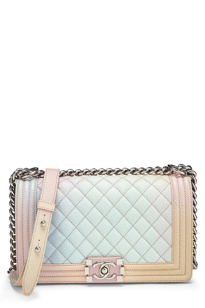 Chanel,  Rainbow Quilted Caviar Boy Bag Medium, Multi
