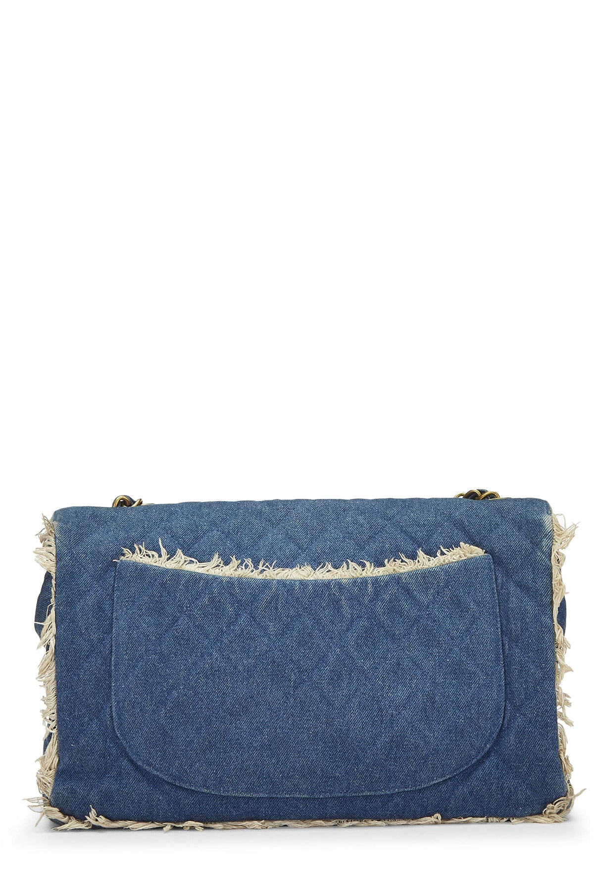 Chanel,  Blue Quilted Denim Half Flap Maxi, Blue