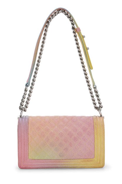 Chanel,  Rainbow Quilted Caviar Boy Bag Medium, Green