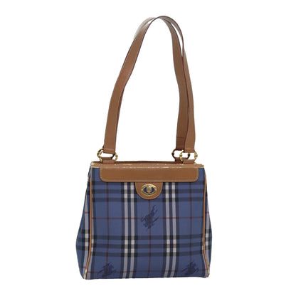 BURBERRYSs Nova Check Tote Bag PVC Leather Blue Auth 81458