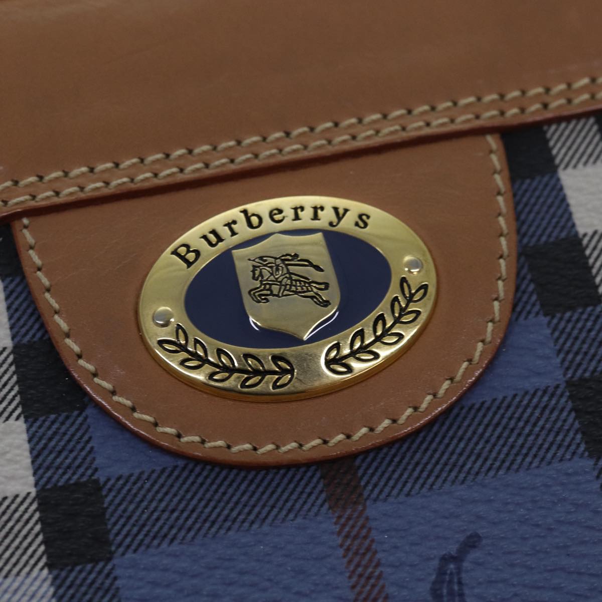 BURBERRYSs Nova Check Tote Bag PVC Leather Blue Auth 81458