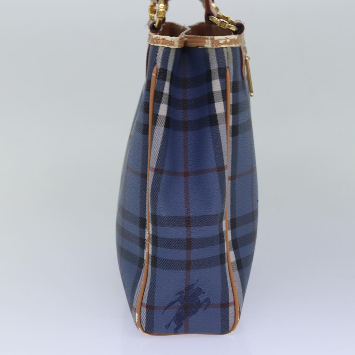 BURBERRYSs Nova Check Tote Bag PVC Leather Blue Auth 81458