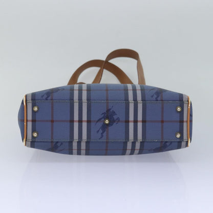BURBERRYSs Nova Check Tote Bag PVC Leather Blue Auth 81458