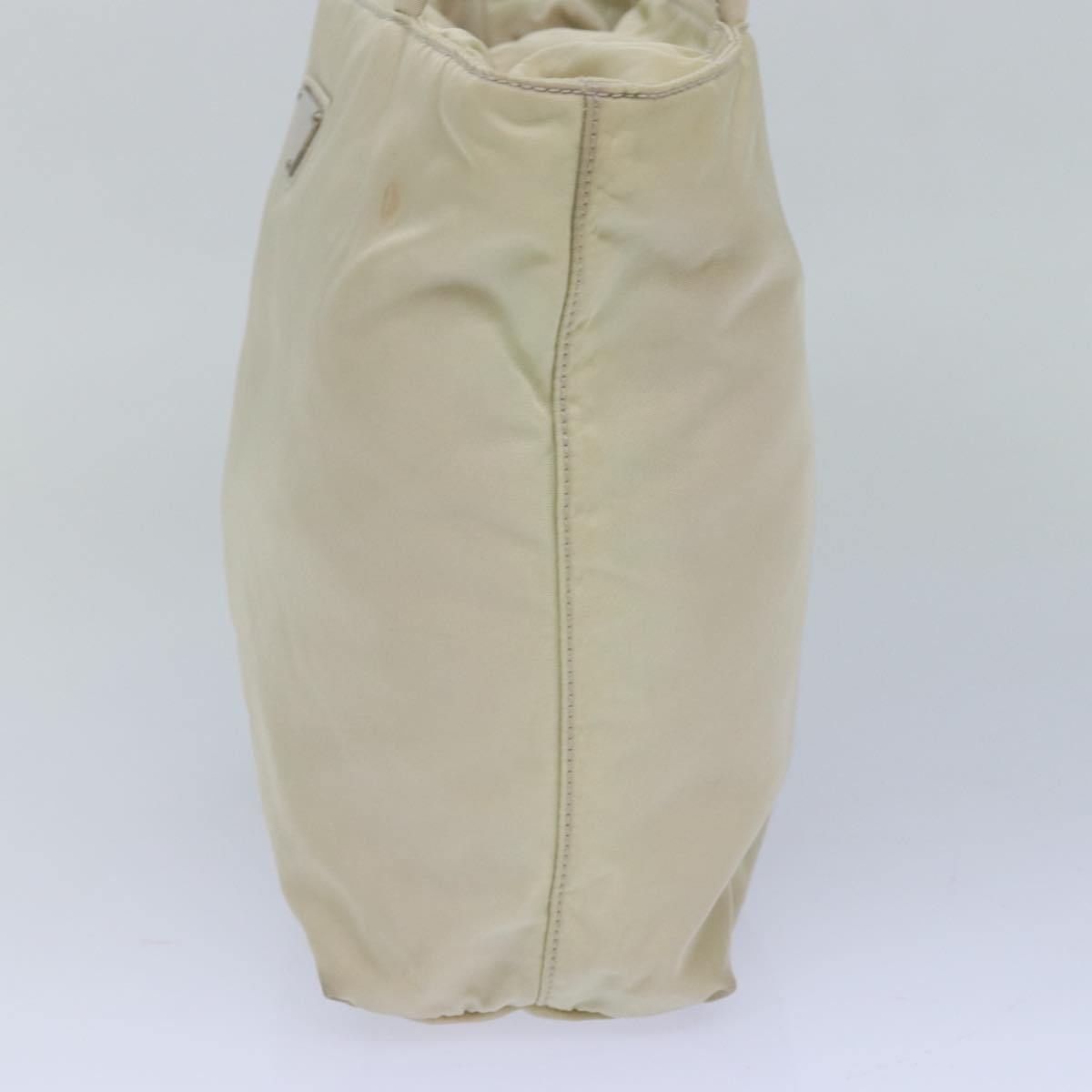 PRADA Tote Bag Nylon Beige Auth 81465