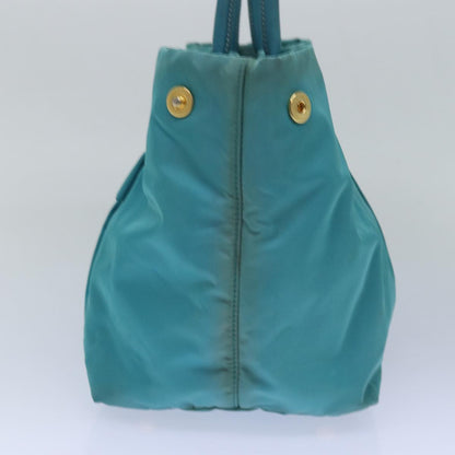 PRADA Hand Bag Nylon Turquoise Blue Auth 81466