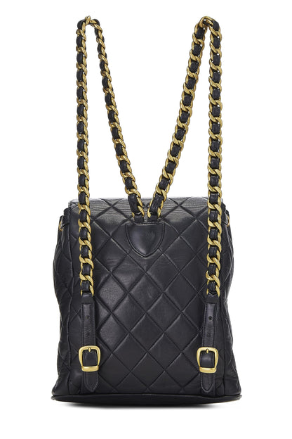 Chanel,  Black Quilted Lambskin 'CC' Classic Backpack Small, Black