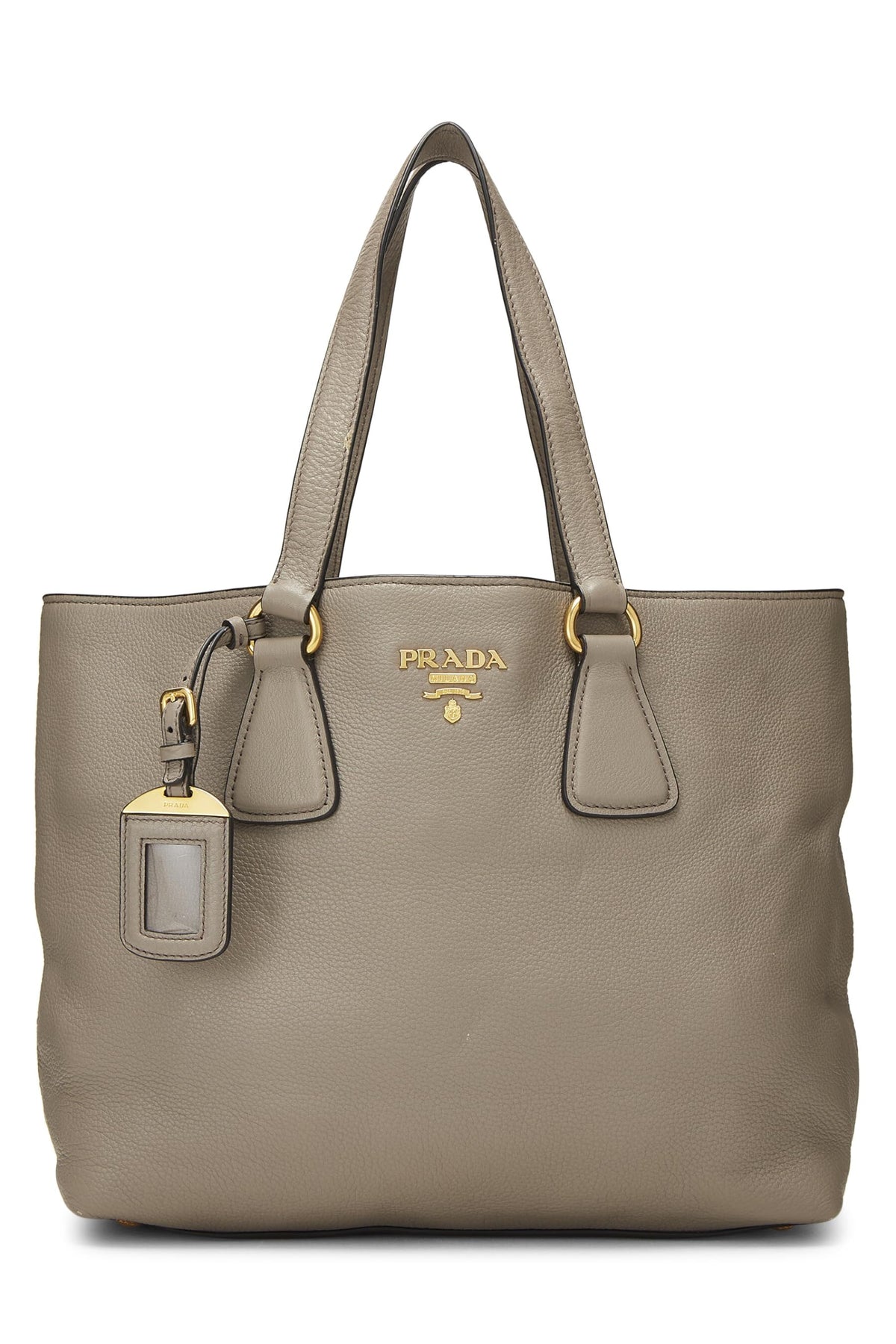 Prada,  Grey Vitello Daino Tote Small, Grey