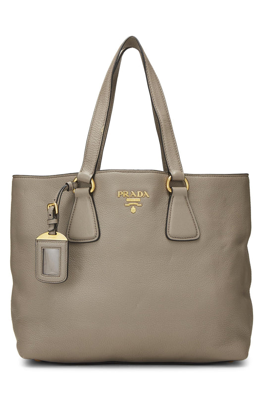 Prada,  Grey Vitello Daino Tote Small, Grey