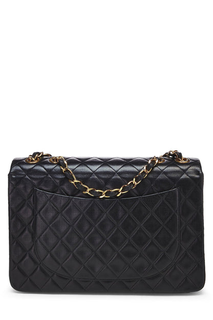 Chanel,  Black Quilted Lambskin Half Flap Maxi, Black