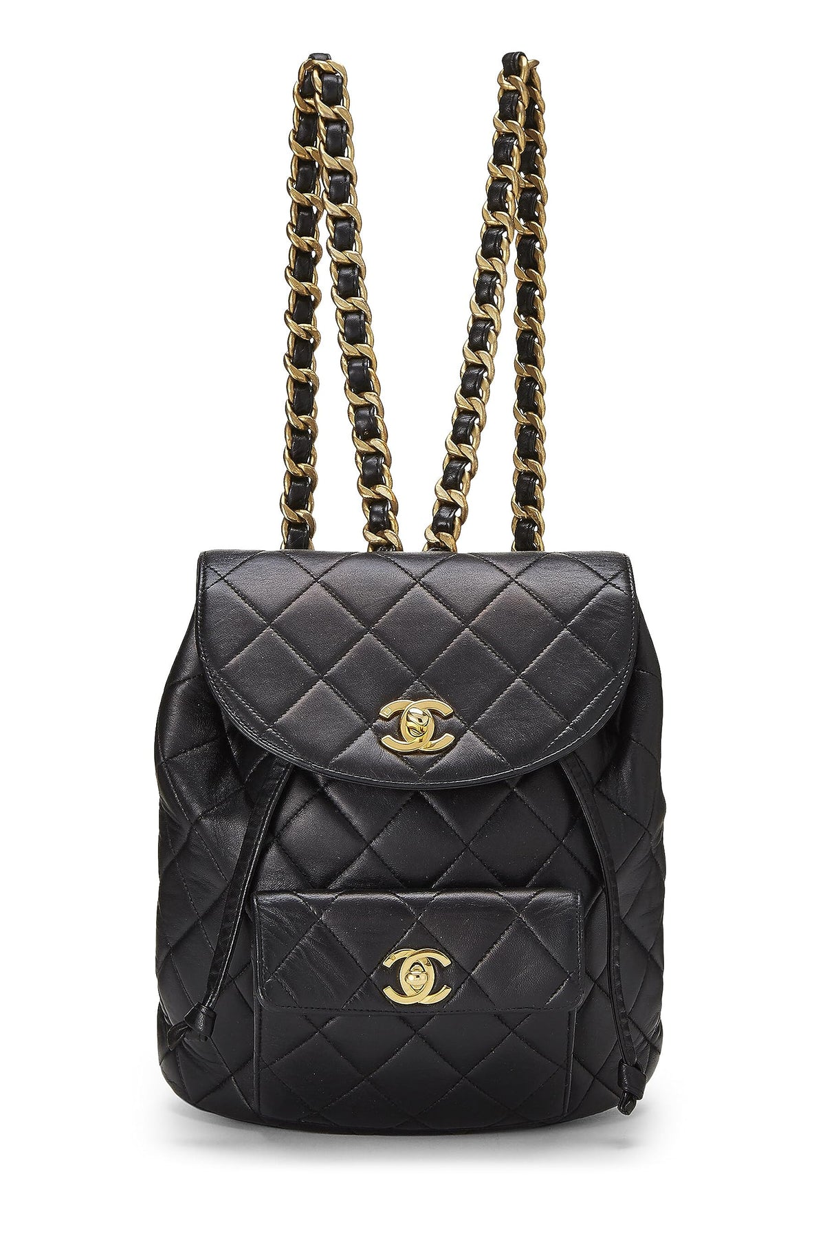 Chanel,  Black Quilted Lambskin 'CC' Classic Backpack Small, Black