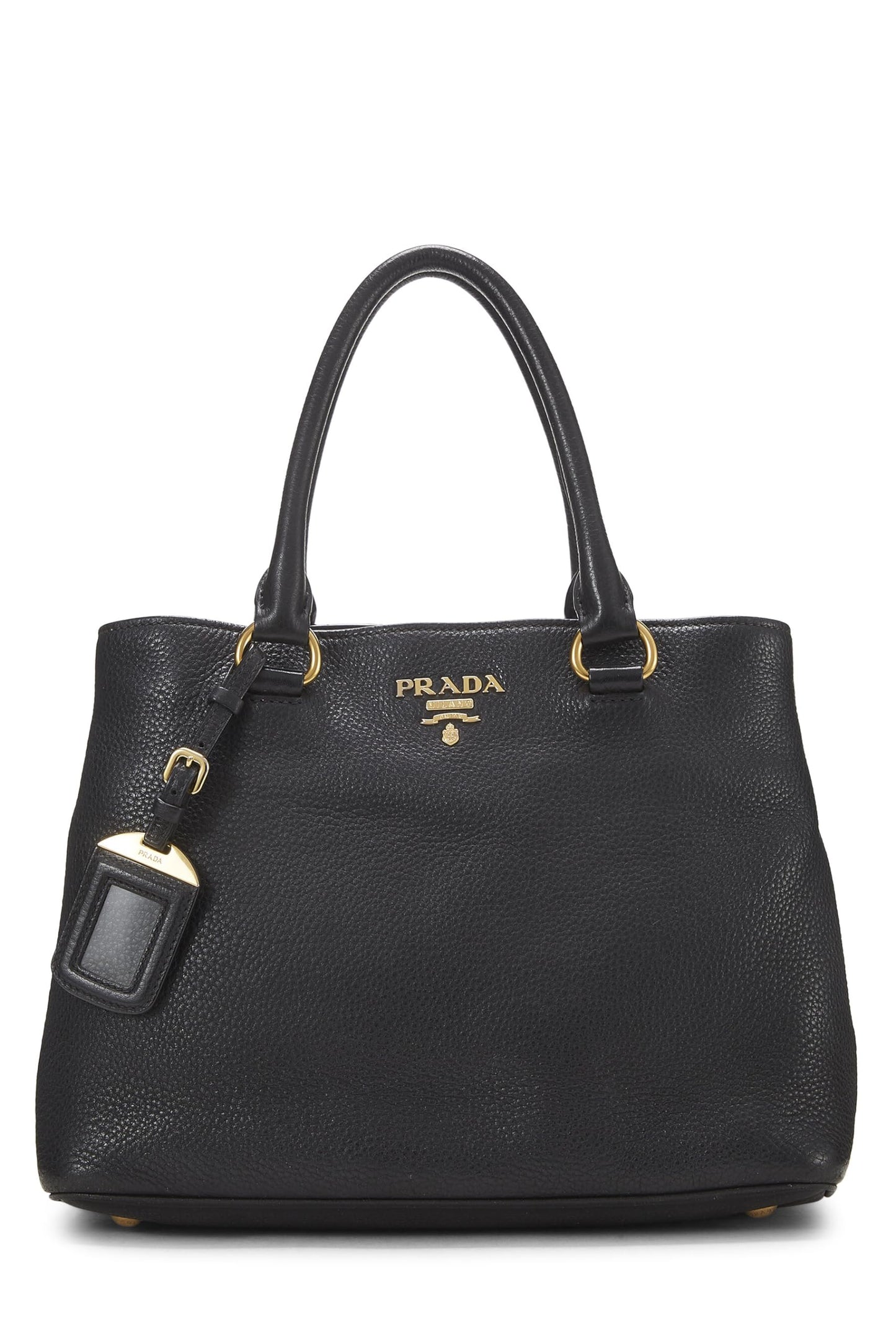 Prada,  Black Vitello Daino Convertible Handbag Small, Black