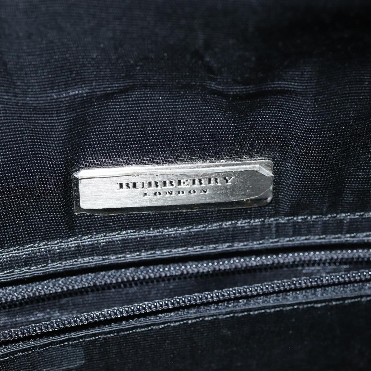 BURBERRY Nova Check Hand Bag Leather Canvas Black Beige Auth 81655