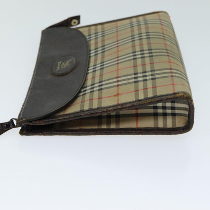 BURBERRYSs Nova Check Clutch Bag Canvas Beige Auth 81657