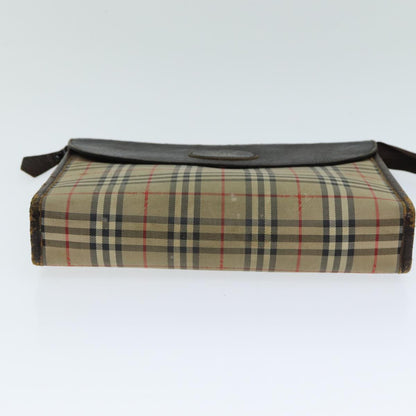 BURBERRYSs Nova Check Clutch Bag Canvas Beige Auth 81657