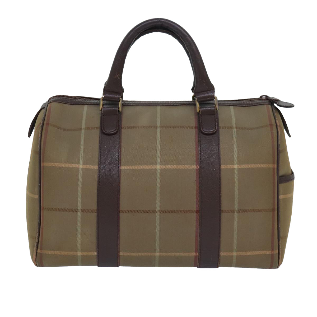 BURBERRYSs Nova Check Boston Bag Canvas Beige Auth 81659