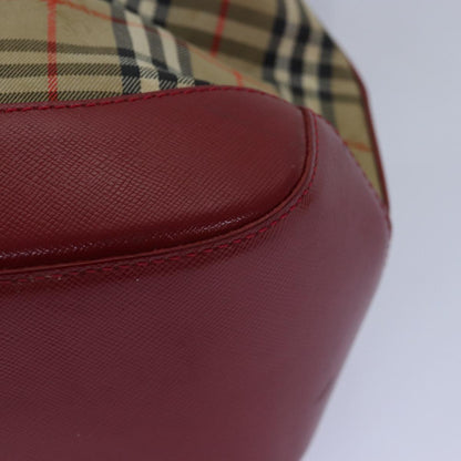 BURBERRY Nova Check Hand Bag Canvas Beige Red Auth 81660