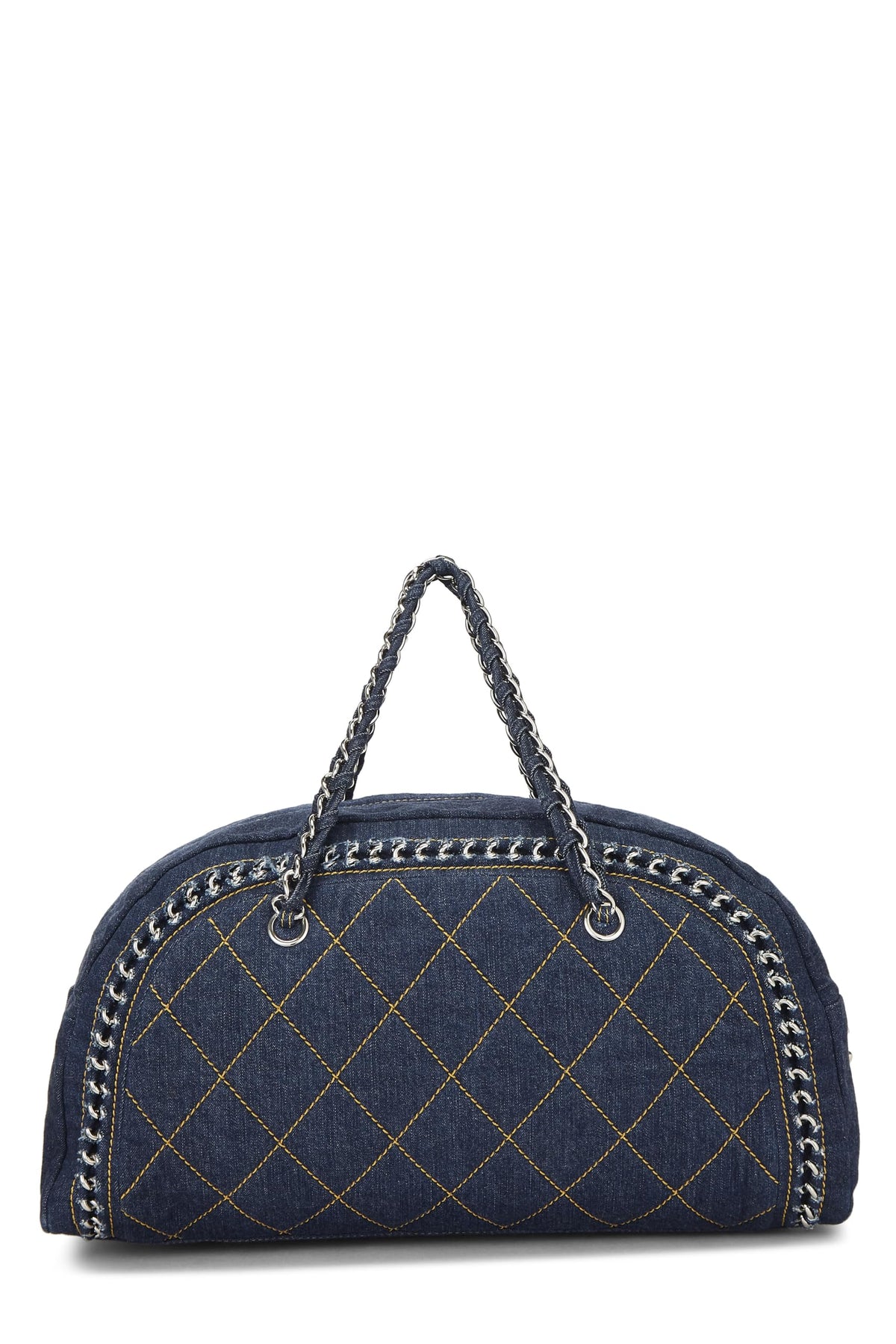 Chanel,  Blue Denim Luxe Ligne Bowler Large, Blue