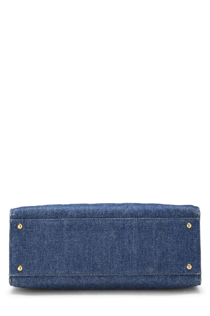 Chanel,  Blue Quilted Denim Tote Medium, Blue