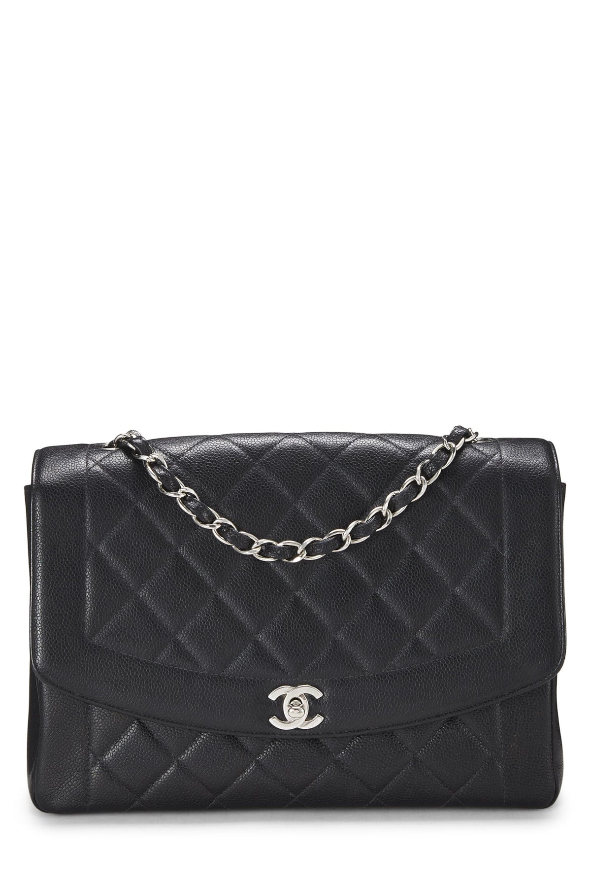 Chanel,  Black Quilted Caviar Diana Flap Jumbo, Black