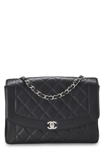 Chanel,  Black Quilted Caviar Diana Flap Jumbo, Black