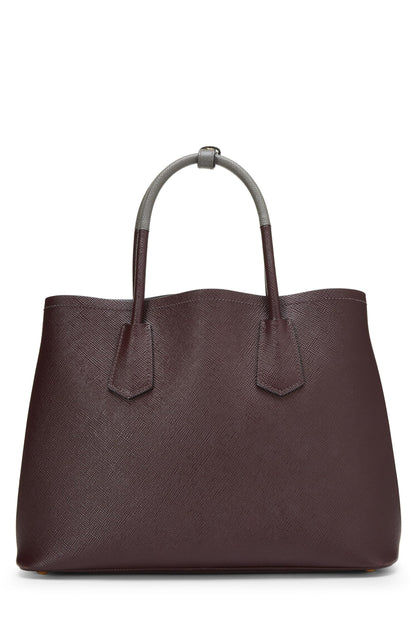Prada,  Purple Saffiano Double Bag Tote Medium, Purple