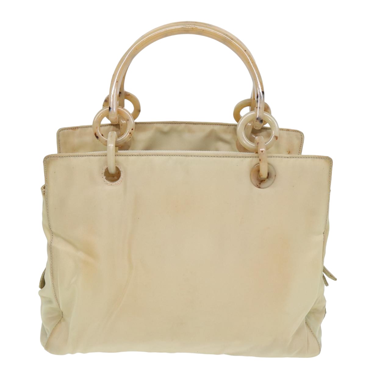 PRADA Hand Bag Nylon Beige Auth 81812