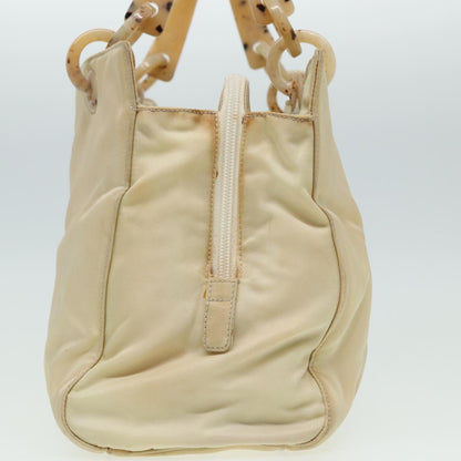 PRADA Hand Bag Nylon Beige Auth 81812